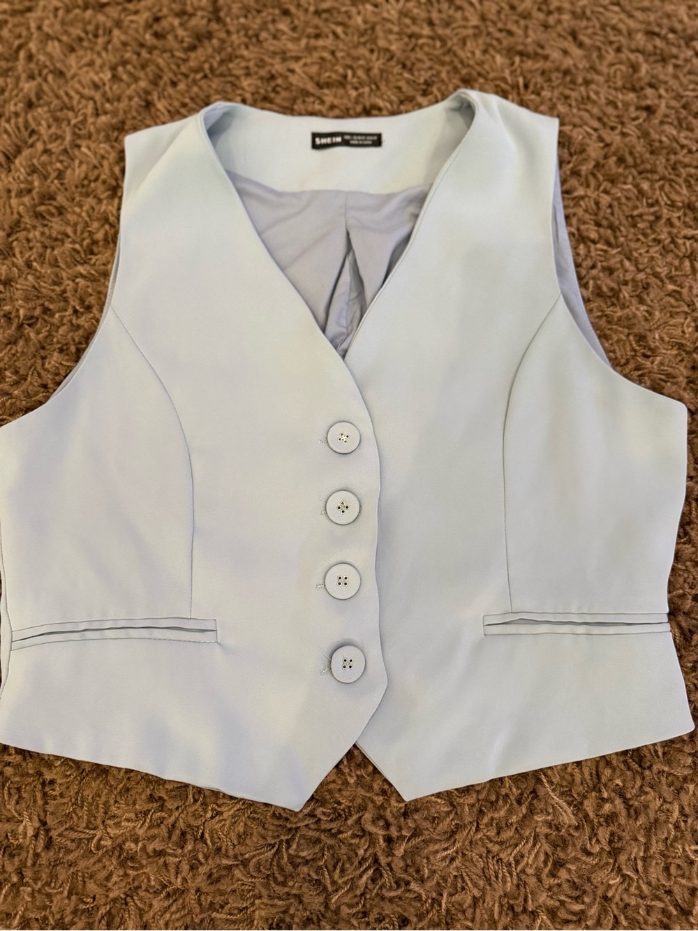 SHEIN Light Blue Tailored Women's Vest with Buttons